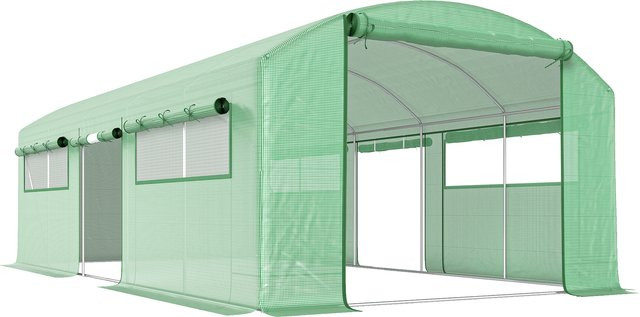 Outsunny Tunnelgewächshaus mit verzinktem Stahlrahmen und UV-beständiger PE-Abdeckung, B/T/H: 6 x 3 x 2 m - Bild 1
