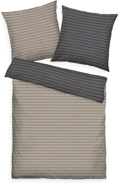 Tom Tailor Bettwäsche aus Mako-Satin mit grafischem Natur-Design in Braun und Grau - Bild 1