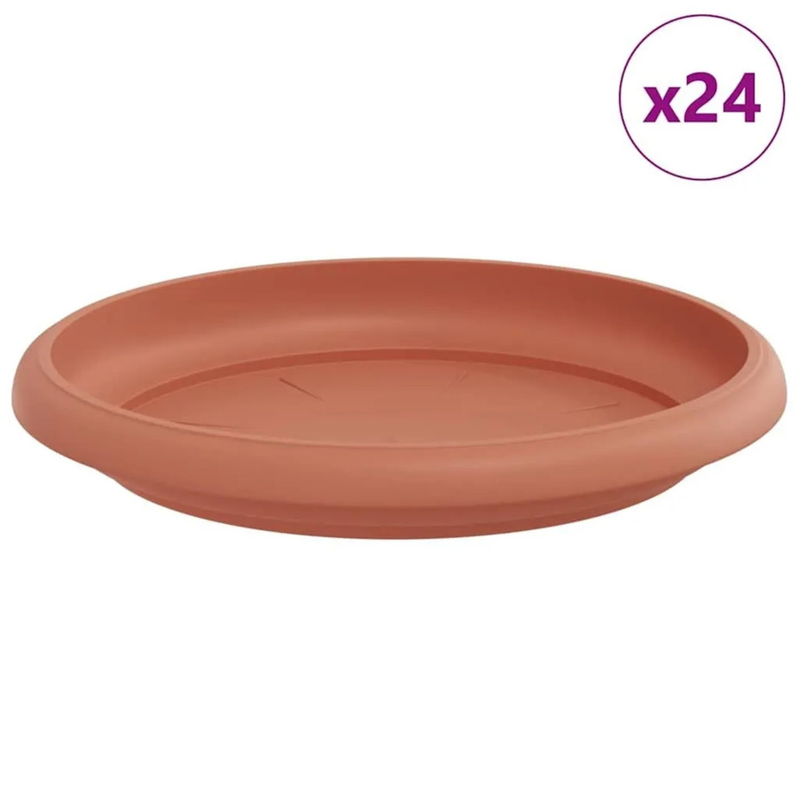 vidaXL Runde Blumenplatten aus Kunststoff in Ziegelrot, 24 Stück, Durchmesser: 14 cm, Höhe: 2 cm - Bild 2