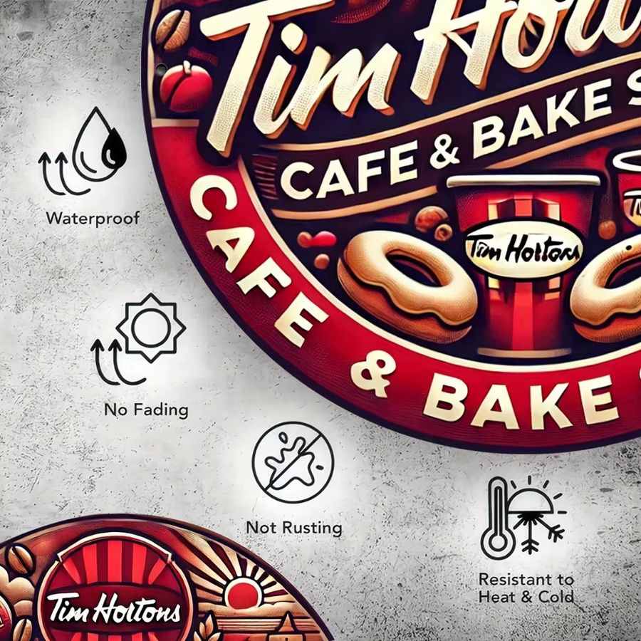 Tim Hortons Vintage-Metallschild aus Aluminium als Wandbehang, B/H: 20,0 x 20,0 cm - Bild 3