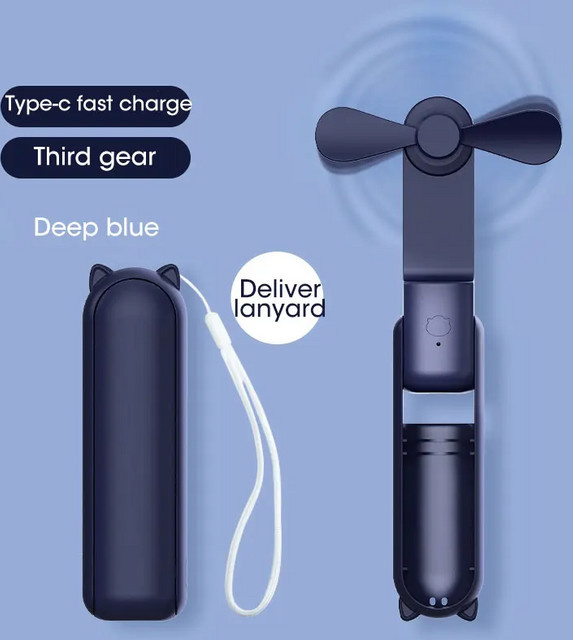 NOCCLILI Mini-Lüfter in Weiß, tragbarer und faltbarer USB-Kühler mit 2000 mAh Akku und Powerbank-Funktion - Bild 1