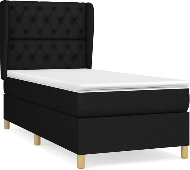 vidaXL Boxspringbett Hybrid mit Matratze und Taschenfederkern, Schwarz, B: 80 cm, H: 118 cm, L: 203 cm - Bild 1