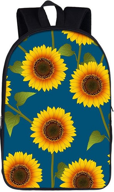 Fancy Style Studio Wasserdichter Oxford Laptop-Rucksack mit 3D-Druck Sternennacht und Sonnenblumen Motiv in Mehrfarbig - Bild 1