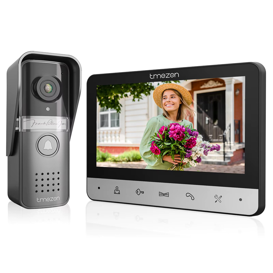 TMEZON V-20 Video-Türsprechanlage mit 7-Zoll-Farbdisplay und 120 Grad Weitwinkelkamera als 4-Draht-Intercom-System inklusive Türklingel - Bild 2