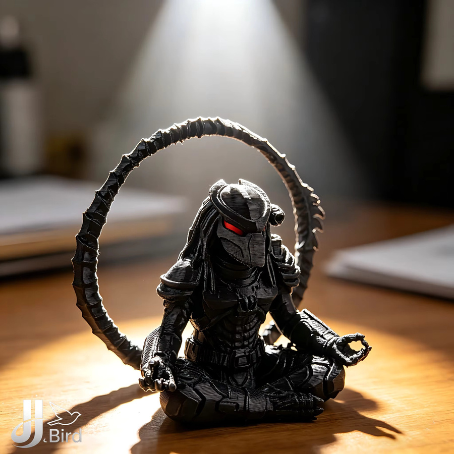 J BIRD Sammlerset Gotische Mythologie und Sci-Fi Figuren Anubis Cerberus Alien-Krieger in Schwarz zur Schreibtisch-Dekoration - Bild 3