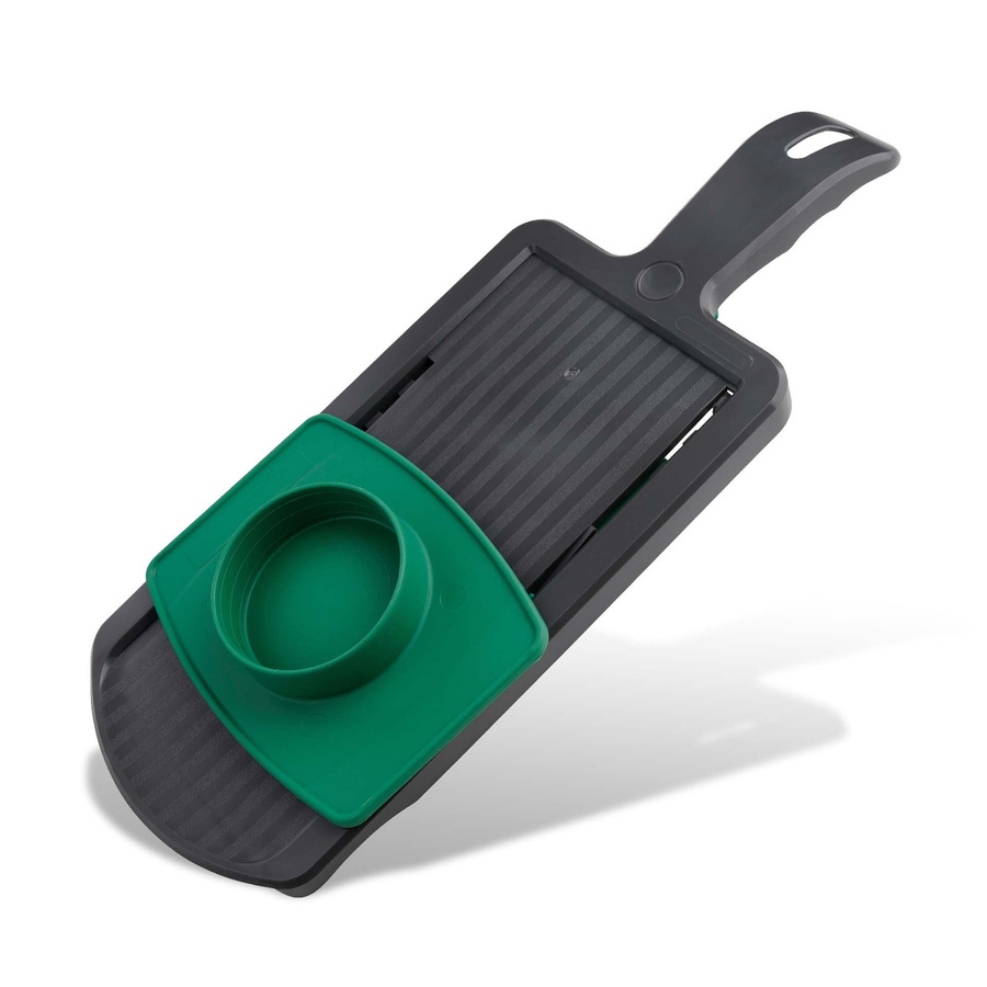 Fackelmann Chefkoch Gemüsehobel Mandoline, 2-teilig, Grau-Grün mit verstellbarer Dicke und Fingerschutz - Bild 2