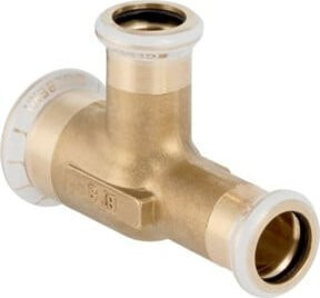 Geberit Mapress T-Stück aus C-Stahl, reduziert, Messing, d= 22x18x18mm - Bild 1