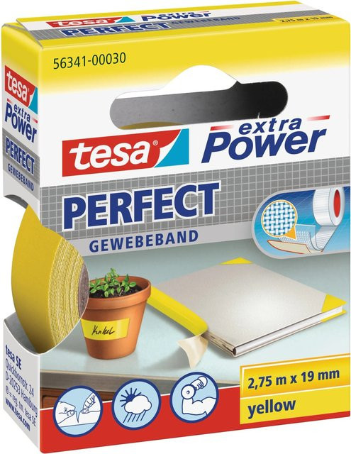 Tesa Extra Power Perfect Gewebeband Gelb Breite: 19 mm, Länge: 2,75 m - Bild 1
