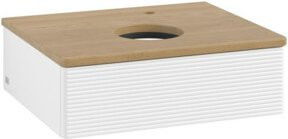 V&B Waschtischunterschrank Antao mit Frontstruktur in Weiß und Eiche Honig, B/T/H: 60 x 50 x 19 cm - Bild 1