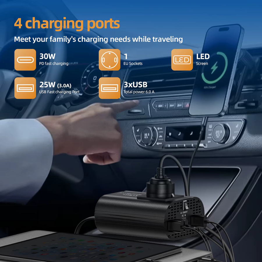 TATALIKEN Auto-Stromwandler DC 12V zu 220V AC mit 400W 500W Tragbarer Stromwechselrichter für Camping und Auto-Zubehör - Bild 1