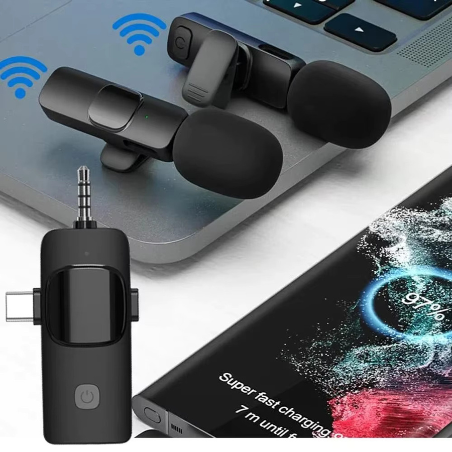 Basix Mini-Funkmikrofon Schwarz – Kabelloses Lavalier-Mikrofon mit Geräuschunterdrückung für iPhone und Android zur Nutzung bei Interviews und Vlogs - Bild 2