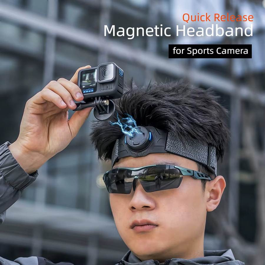 Coogens Magnetische Schnellverschluss-Kopfhalterung in Schwarz für GoPro 13/12/11, DJI Action 5 Pro/4/3 und Insta360 Sportkameras als Vlog-Zubehör - Bild 2