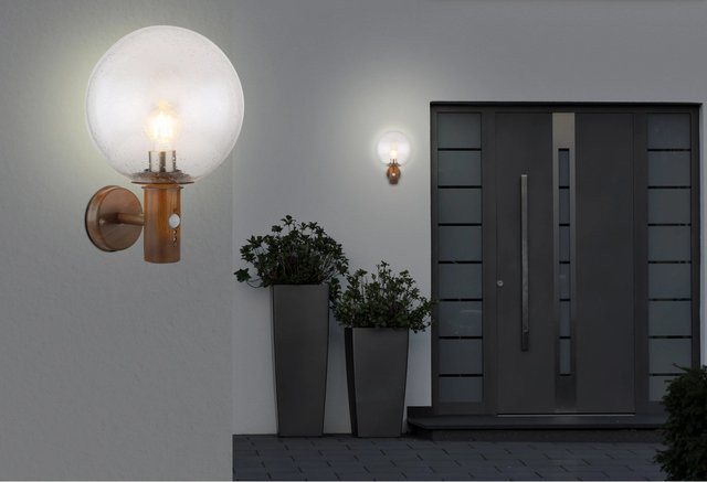 GLOBO LIGHTING Außenleuchte Ossy in Holzoptik mit Bewegungsmelder, Aluminiumdruckguss, braun, B: 25,0 cm, H: 37,0 cm, T: 25,0 cm - Bild 3
