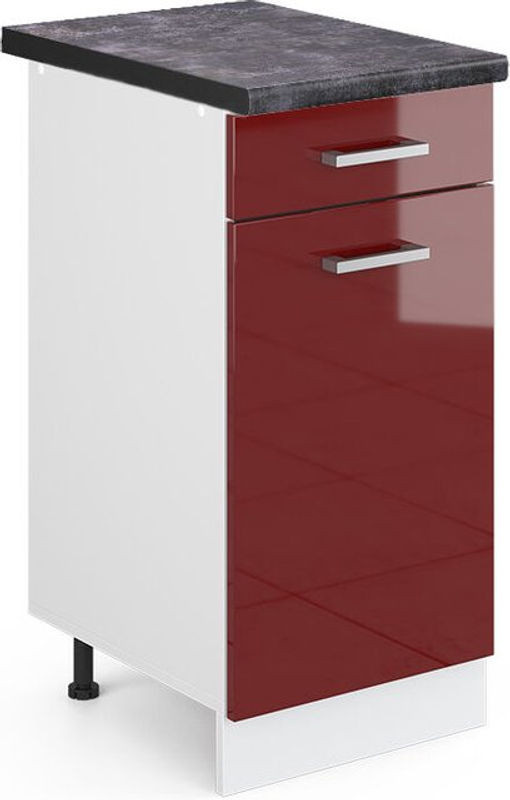Vicco Küchenunterschrank R-Line in Bordeaux Hochglanz und Anthrazit, Modern, Breite: 40 cm, Höhe: 81,6 cm, Tiefe: 60 cm - Bild 1