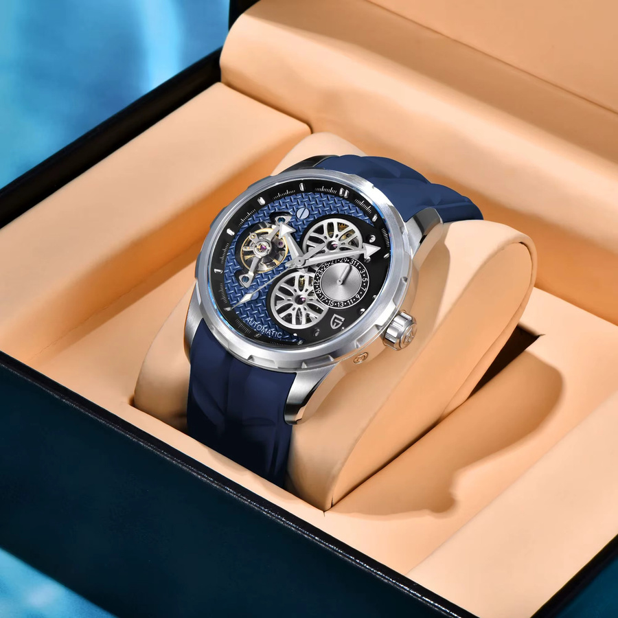 PAGANI DESIGN Armbanduhr, Automatik, Edelstahl, Blau, Saphirglas, 44 mm, Herren - Bild 2