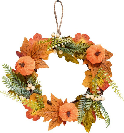 LIVARNO Herbstkranz in Orange mit floralem Design und Tealight-Halterung zum Aufhängen