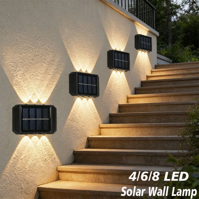 Heinast Solar-LED-Außenwandleuchte in Schwarz mit Dämmerungssensor und beidseitiger Up-Down-Beleuchtung für Garten und Weg - Bild 1