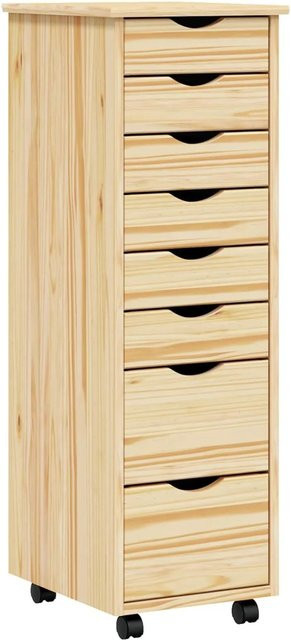 vidaXL Rollcontainer MOSS aus Kiefer Massivholz mit Schubladen, Klarlack, Braun, B/T/H: 34 x 39 x 103 cm - Bild 1