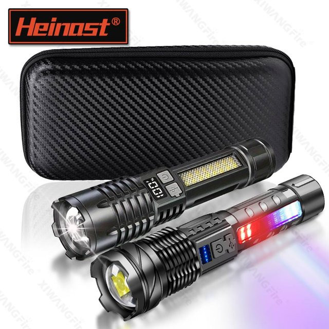 Heinast LED-Taschenlampe mit USB-Ladefunktion und Seitenlicht in Schwarz - Bild 1