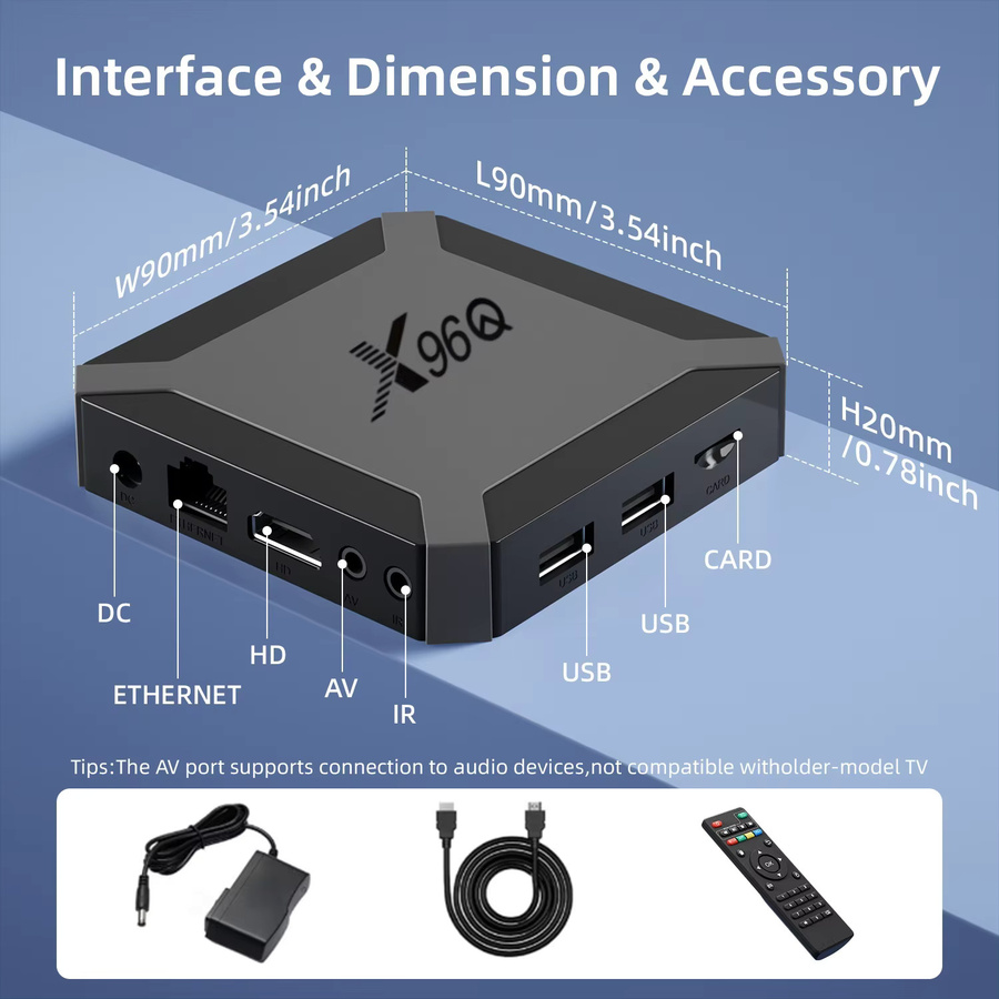 X96Q Android 10 TV-Box mit Allwinner H313 Quad-Core, 4K UHD Smart Media Player, Schwarz, WLAN und Ethernet - Bild 4