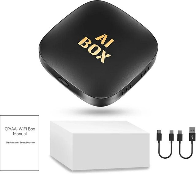 YJMP Smart Mini AI Box Android 10 mit 2 GB RAM und 32 GB Speicher, unterstützt Netflix und YouTube, kabelloses CarPlay für 99% der Autos mit kabelgebundenem CarPlay, Farbe: Blau/Schwarz - Bild 1