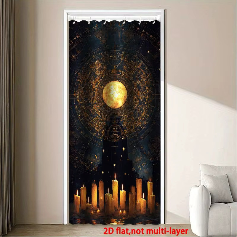 VIKAMA Tarot-inspirierter Türvorhang im gotischen Stil mit Mond-Design für Schlafzimmer und Wohnzimmer - Bild 4