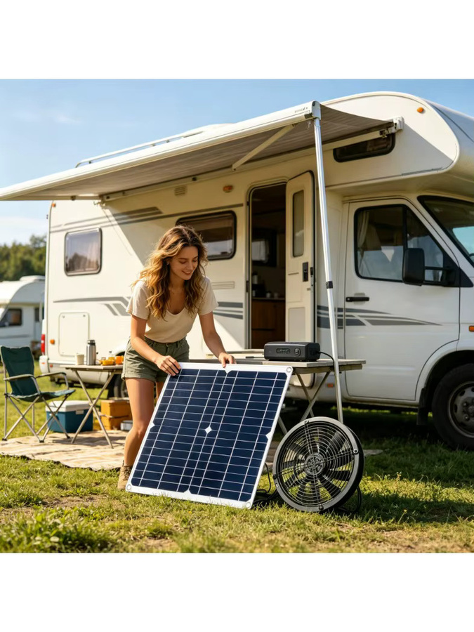 EESBAO Solar-Abluftventilator-Set in Schwarz, 6 Zoll, wetterfester automatischer Lüfter für Gewächshaus, Hundehütte, Wohnmobil, Hühnerstall und Schuppen - Bild 7