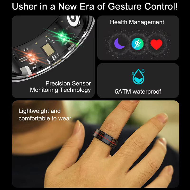 MISIRUN Smart Ring in Silber mit Ladeetui, Herzfrequenz-, SpO2- und Schlafmonitor, IP68 & 5ATM wasserdicht, Unisex - Bild 2