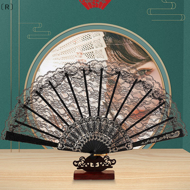 ómR Parque Faltfächer aus Spitze im Vintage-Stil mit chinesisch japanischem Muster - Bild 1
