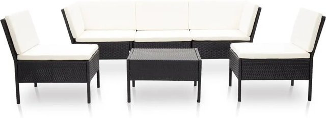 vidaXL 6-tlg Garten-Lounge-Set Modell 32 aus Poly Rattan mit Auflagen in Schwarz - Bild 1