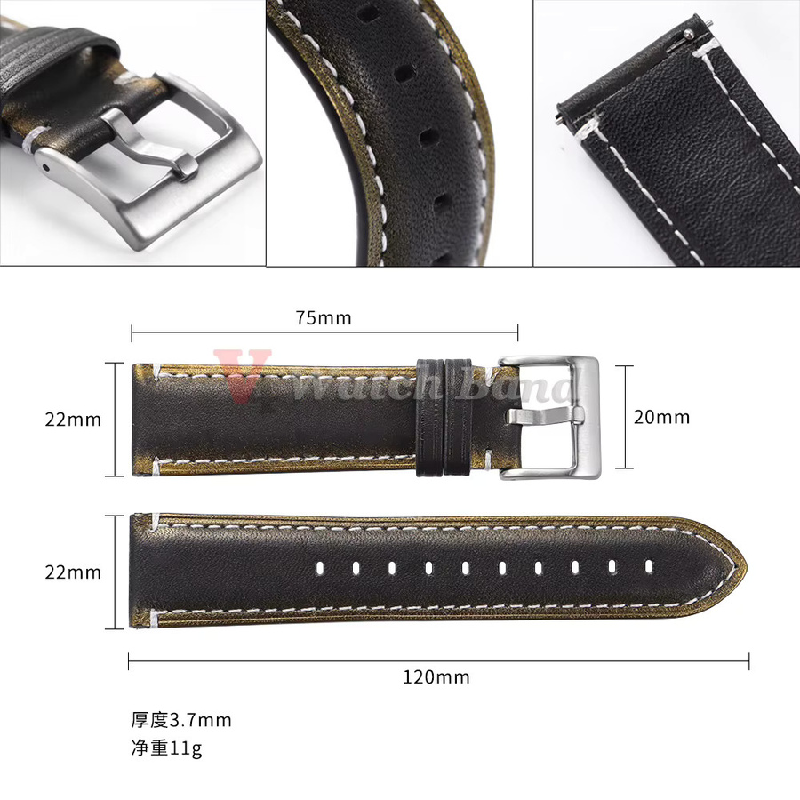 Uhrenarmband Leder, Vintage, Brown, Unisex - Bild 2