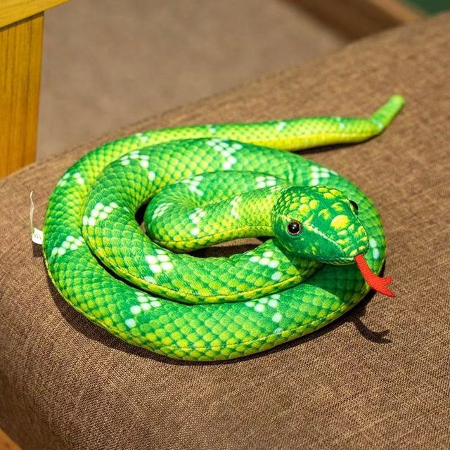 Yiran Health & Beauty Python-Plüschtier, lange Schlange, gelb, orange, grün, ab 14 Jahren - Bild 1