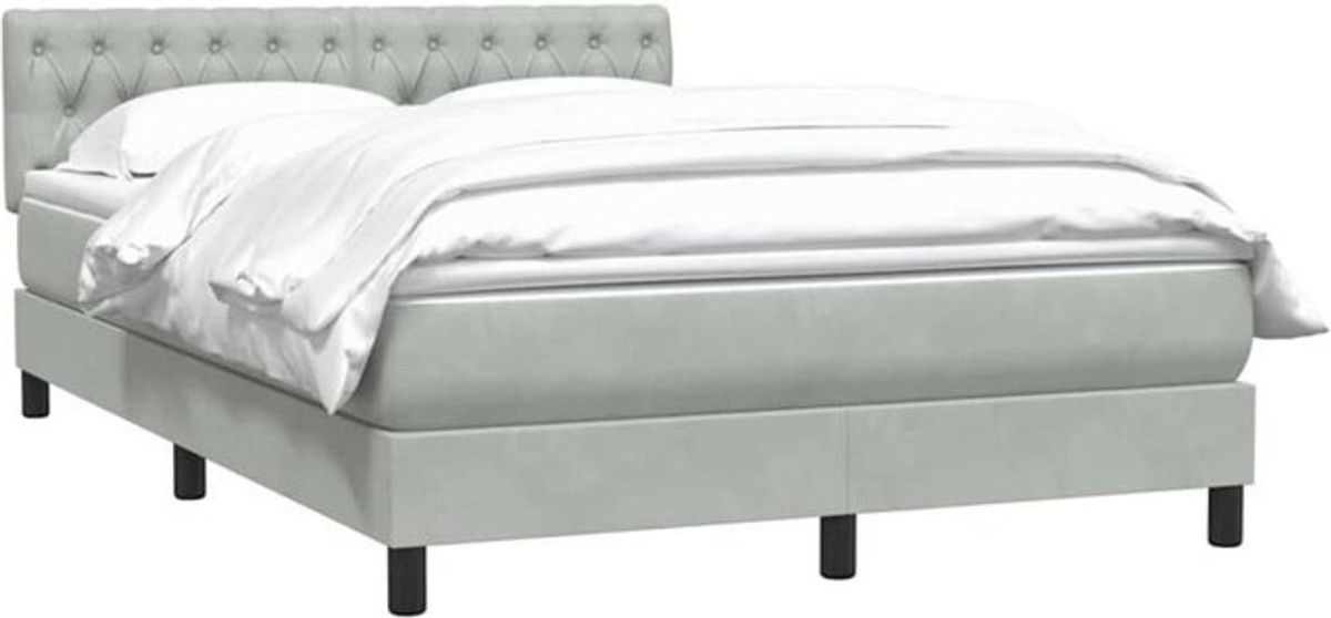 Vidaxl Boxspringbett mit Matratze in Grau und Weiß aus Samt, B/T/H: 160 x 210 x 78 cm - Bild 1