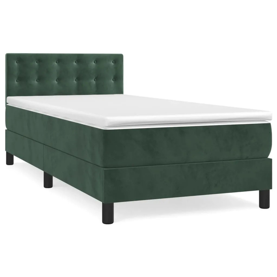 vidaXL Boxspringbett mit Matratze Dunkelgrün Samt B/T: 90 x 200 cm - Bild 2