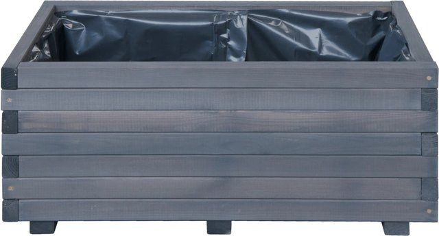 Pflanzkasten aus Holz mit Pflanzfolie in Grau, B/T/H: 80 x 40 x 34 cm - Bild 1