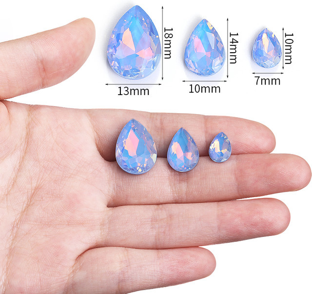 Tropfen-Pointback-Strasssteine aus Glas in Türkis und Multicolour für DIY-Schmuck und Dekoration - Bild 1