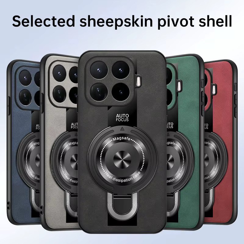 Premium Schafsleder Patchwork Handyhülle mit U-Shield Standfunktion für Xiaomi 17T und Xiaomi 17T Pro in Schwarz - Bild 4