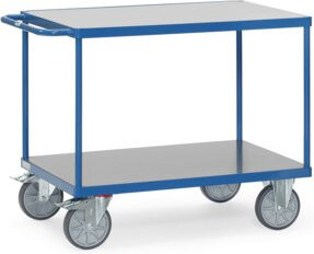 Fetra Tischwagen 2401 mit 2 Etagen aus Hart-PVC in Blau, Tragkraft bis 600 kg, B: 60 cm, L: 100 cm - Bild 1