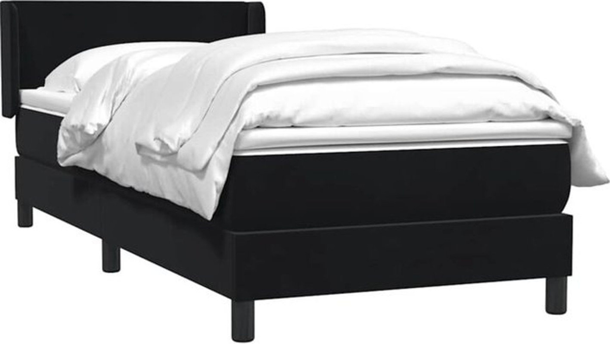 Vidaxl Boxspringbett mit Matratze aus Samt in Schwarz, B/T/H: 90 x 210 cm - Bild 1