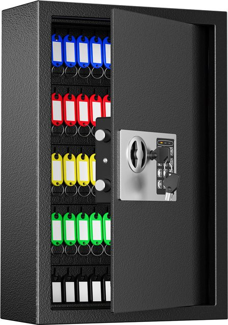 Jugacool Schlüsselorganizer mit 73 Schlüsselfächern und Schlüsselschloss in Schwarz, Schlüsselkasten mit verstellbaren Racks für Büro und Hotel, B/H/T: 45,0 x 30,0 x 10,0 cm - Bild 1