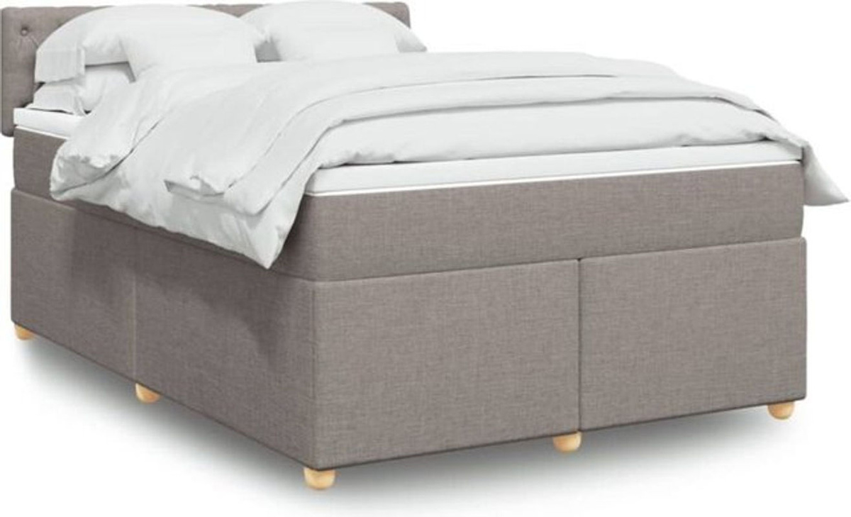 vidaxl Boxspringbett mit Matratze in Taupe meliert aus Stoff, B/T/H: 140 x 190 cm - Bild 1