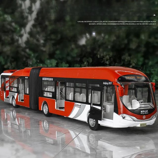 Binchi Keji Travel Stadt Peking Bus Doppel Abschnitt Bus, Spielzeug Auto Modell, Metall, mit Licht und Sound, 1:32, ab 4 Jahren - Bild 1
