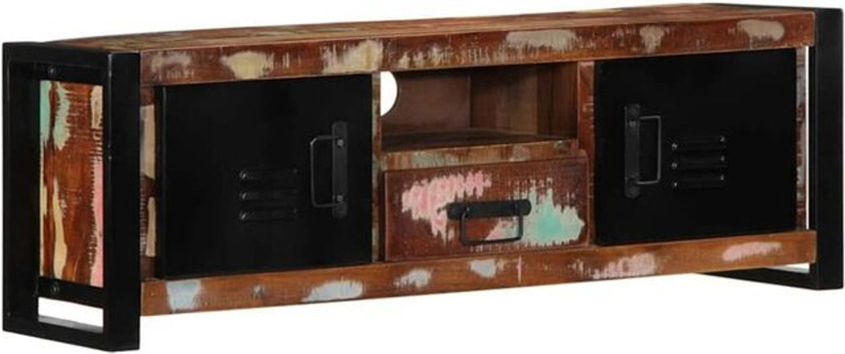 Vidaxl TV-Schrank aus Massivholz im Industrial Design, Braun oder Schwarz, B/T/H: 100 x 30 x 35 cm - Bild 1