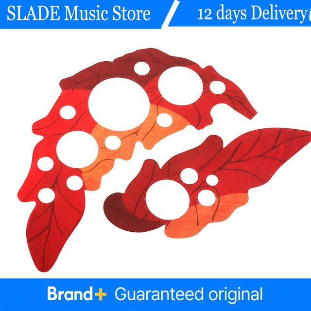 SLADE Schlagbrett Traubenblatt Design für 41 Zoll Akustikgitarren, Pick Guard Aufkleber aus PVC, Rot, 2er-Set - Bild 1