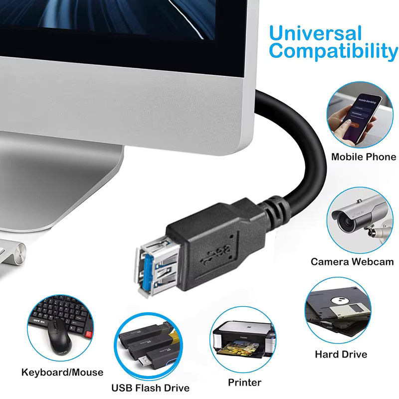 USB 3.0 Verlängerungskabel Stecker auf Buchse 5Gbps Schwarz USB-A auf USB-A für Windows und Mac - Bild 2