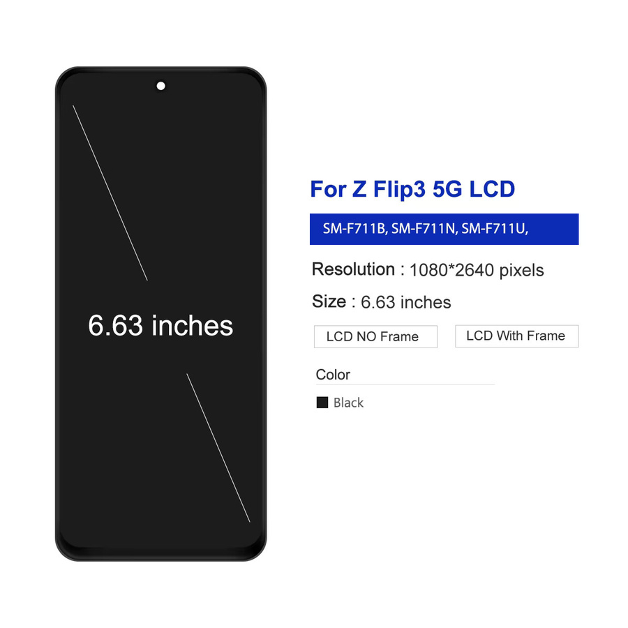 Samsung Z Flip 3 5G Ersatz LCD Display mit Touch Screen in Schwarz - Bild 2