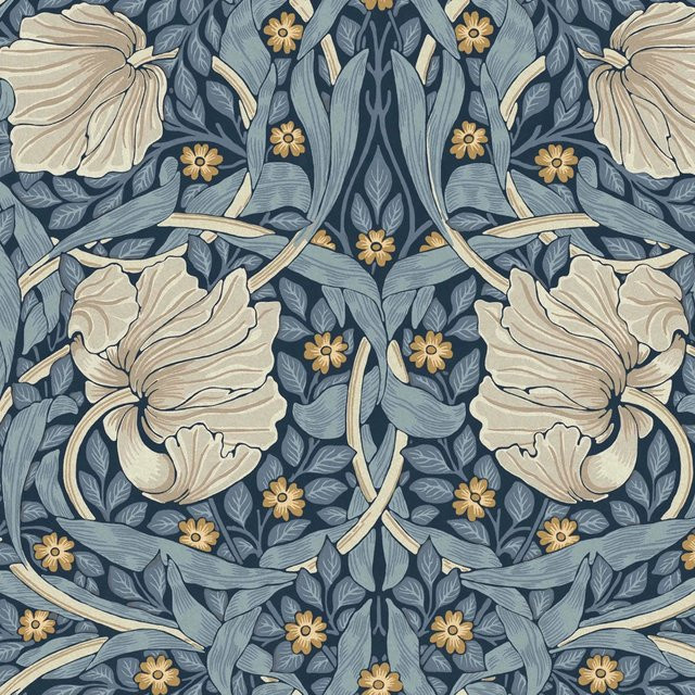 William Morris at Home Vliestapete Pimpernel Blau B: 52 cm, L: 10 m - Bild 1