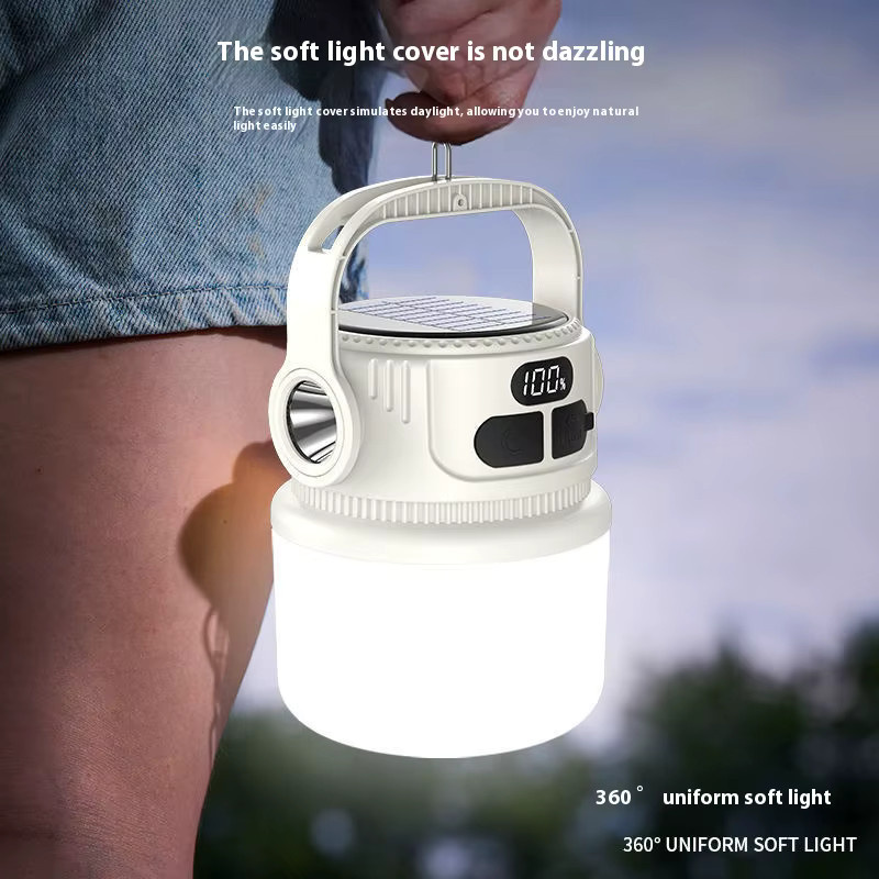ESMARTER LED Solar Laterne – Wasserdichte tragbare Campinglampe für Outdoor und Notfall, Weiß - Bild 3