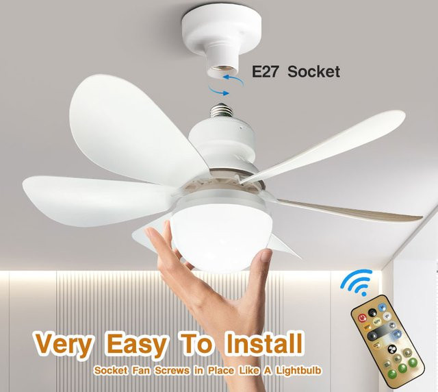 LEITELL E27 LED-Deckenventilatorleuchte in Weiß mit Fernbedienung und dimmbarer 3CCT Lichtsteuerung - Bild 1