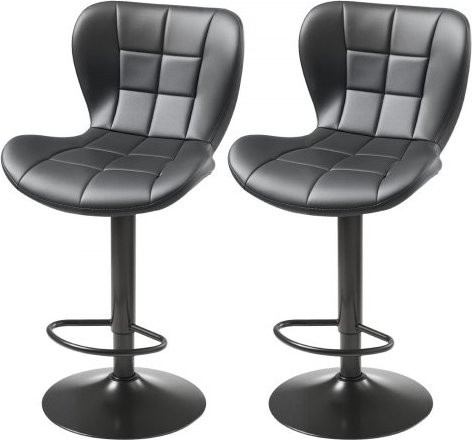 VEVOR Barhocker Set aus 2 Stück, moderne Thekenhocker aus PU-Leder in Schwarz, 360 Grad drehbar mit Rückenlehne und Fußstütze, höhenverstellbare Bistrohocker für Küche und Esszimmer - Bild 1